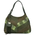 Módní dámská koženková kabelka na rameno Nives, tmavě zelená