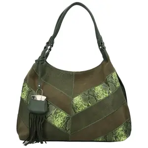 Módní dámská koženková kabelka na rameno Nives, tmavě zelená