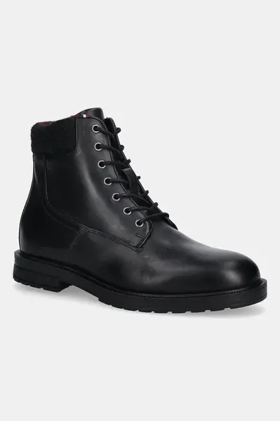Kožené členkové topánky Tommy Hilfiger CLEATED HILFIGER W LTH BOOT