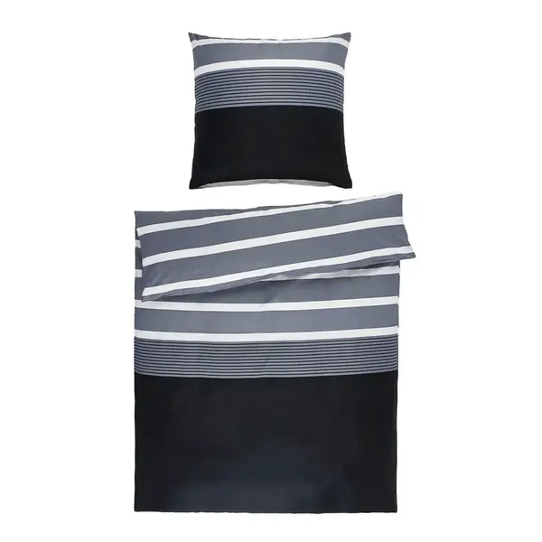 Janine POVLEČENÍ, makosatén, černá, barvy stříbra, 135/200 cm