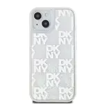 Zadní kryt DKNY Liquid Glitter Checkered Pattern pro Apple iPhone 15, transparentní
