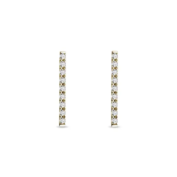 Diamantové náušnice tyčinky ze žlutého zlata KLENOTA
