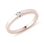 Prsten s diamantem v růžovém 14k zlatě KLENOTA
