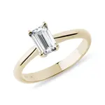 Zlatý prsten s diamantem v brusu emerald KLENOTA