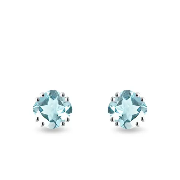 Náušnice napichovačky z bieleho zlata so sky topásmi KLENOTA