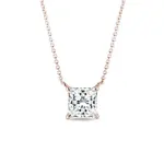 Náhrdelník s lab grown diamantem princess v růžovém zlatě KLENOTA