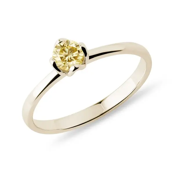 Zlatý prsteň so žltým diamantom KLENOTA