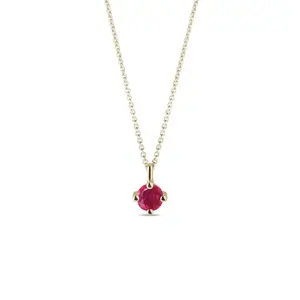 Jemný zlatý náhrdelník s kulatým rubínem KLENOTA