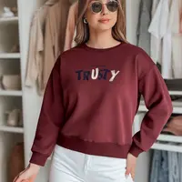 Bluza damska oversize z haftem SOFTRUS bordowa Dstreet