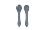 THE COTTON CLOUD Silikónový set lyžičky a vidličky Storm Grey
