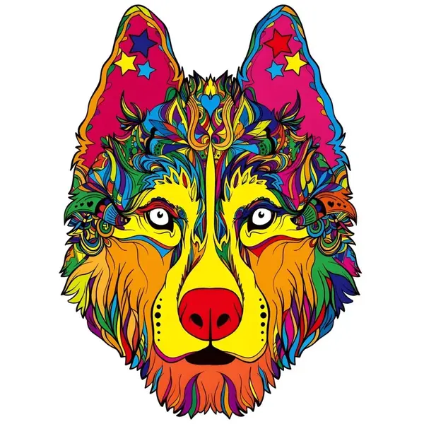 Drevené puzzle-Husky/S H21951