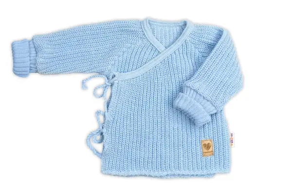 Dojčenský svetrík, rastúci, na zaväzovanie na boku - modrý, veľ. 62/68