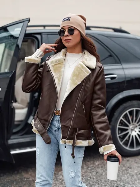 Dámská kožená bunda s kožešinou NORFDIMA