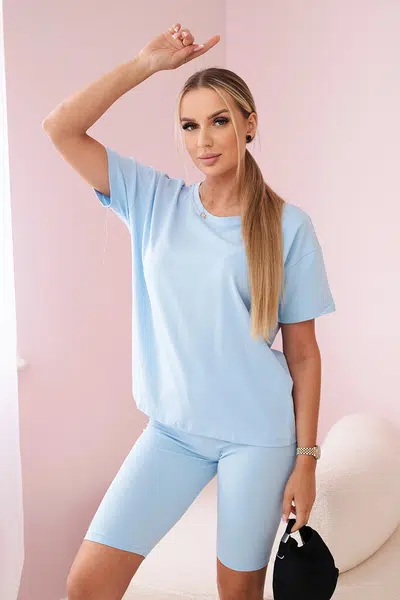 Set of top+leggings in azure color