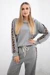Kesi Włoski Viskózová súprava s leopardími prúžkami sivý