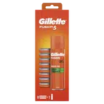GILLETTE Fusion5 Holicí Hlavice Pro Muže 8 Ks +  Fusion5 Ultra Sensitive 200 Ml 9 ks