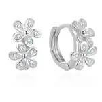 Beneto Květinové kruhové náušnice se zirkony AGUC2622