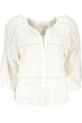 DESIGUAL WOMEN'S LONG SLEEVE SHIRT WHITE
