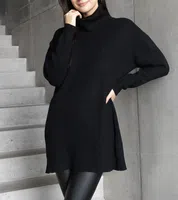 Gemre Long black soft turtleneck sweater Kali