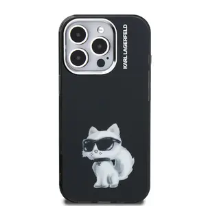 Zadní kryt Karl Lagerfeld IML Aquarelle Choupette Apple iPhone 15 Pro Max, černá
