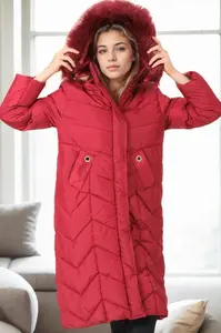 Z6751 DEWBERRY WOMEN'S COAT-BURGUNDY-1