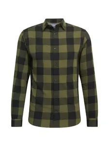 JACK & JONES Košeľa  olivová / čierna