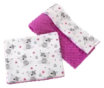 Medi Partners Quilt 75x100 + pillow 35x30 cotton + minky – Teddy + dark pink minky