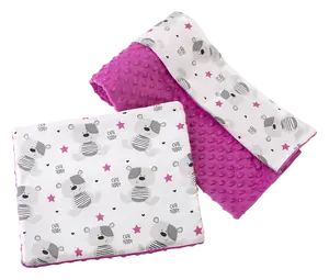 Medi Partners Quilt 75x100 + pillow 35x30 cotton + minky – Teddy + dark pink minky
