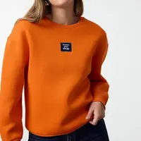 Trendyol Orange Reaxed/Relaxed Fit Slogan Printed Thick Polar Fleece Knitted Sweatshirt