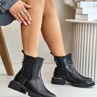 Kožené Kotníkové Boty Chelsea Na Zip GOE Černé