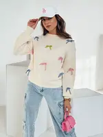 Dámský oversize svetr s mašličkami