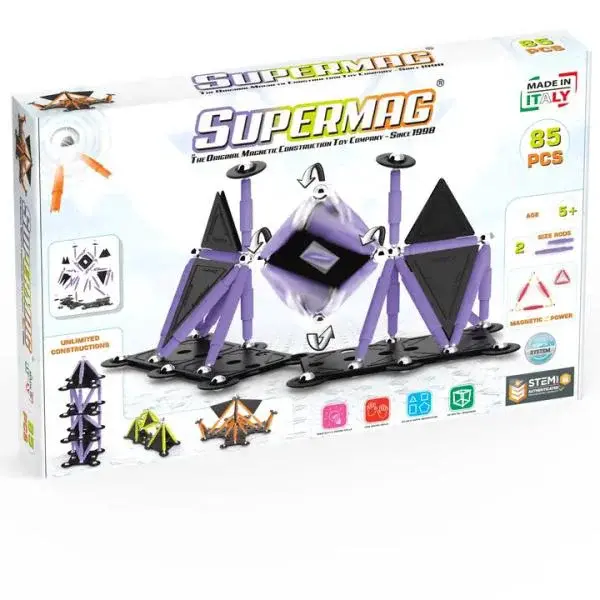 SUPERMAG magnetická stavebnice Technicolor 85ks