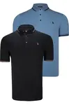 DOUBLE SET T8586 DEWBERRY MEN'S T-SHIRT-BLACK-INDIGO