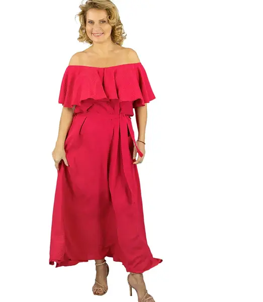 Pri Airy maxi dress with ruffles and waist tie STELLA