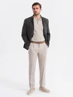 Ombre Men's melange rayon jacket with stand-up collar - black melange