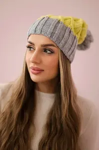 Kesi Milano fleecová čepice K203 žlutá+šedá