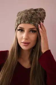 marka niezdefiniowana Fleecová čepice Roksana K209 cappucino+light khaki