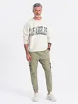 Ombre Men's JOGGER pants with zippered cargo pockets - khaki