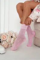 Milena Dámské Bavlněné Ponožky S Krajkou Bílé