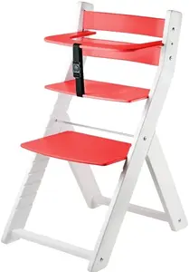 WOOD PARTNER Rastúca drevená ergonomická stolička LUCA biela/ červená