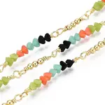 Handmade Brass Oval Link & Triangle Glass Beaded Chains