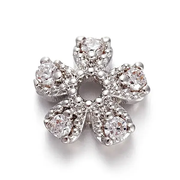 Brass Micro Pave Cubic Zirconia Bead Cap