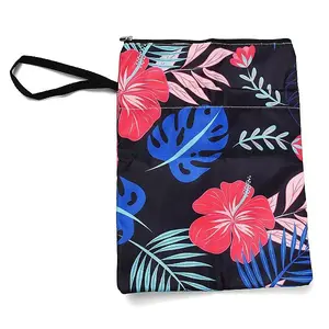 Flower & Leaf Print Polyester Zipper Book Covers
