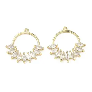 Brass Micro Pave Clear Cubic Zirconia Pendants