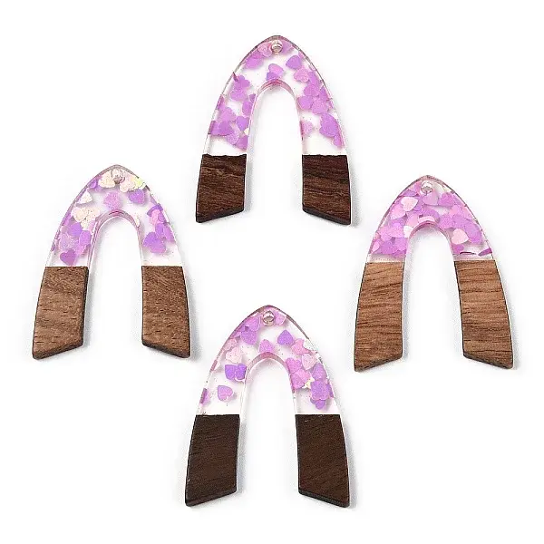 Transparent Resin & Walnut Wood Pendants
