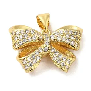 Brass Micro Pave Clear Cubic Zirconia Pendants