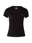 Tommy Jeans Tričko 'Flag Embroidery Slim'  čierna