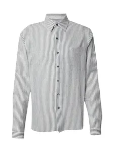 DAN FOX APPAREL Košeľa 'Mio'  sivá / biela