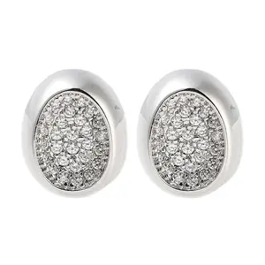 Rack Plating Oval Brass Stud Earrings