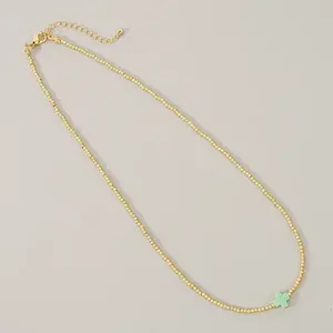 Real 18K Gold Plated 2mm Round Brass Beaded Necklaces